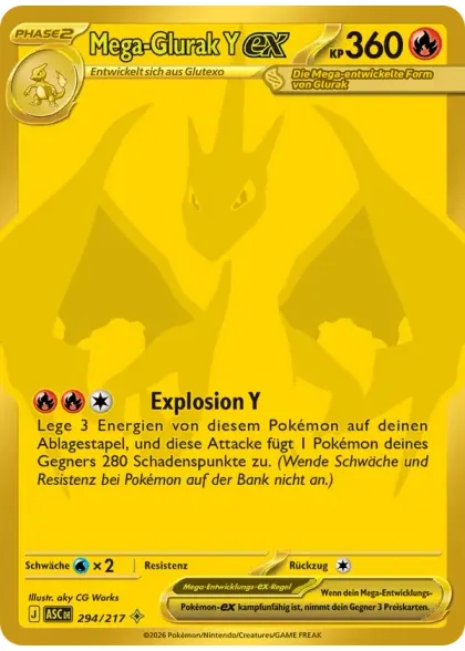Mega-Glurak Y-ex aus dem Set Erhabene Helden